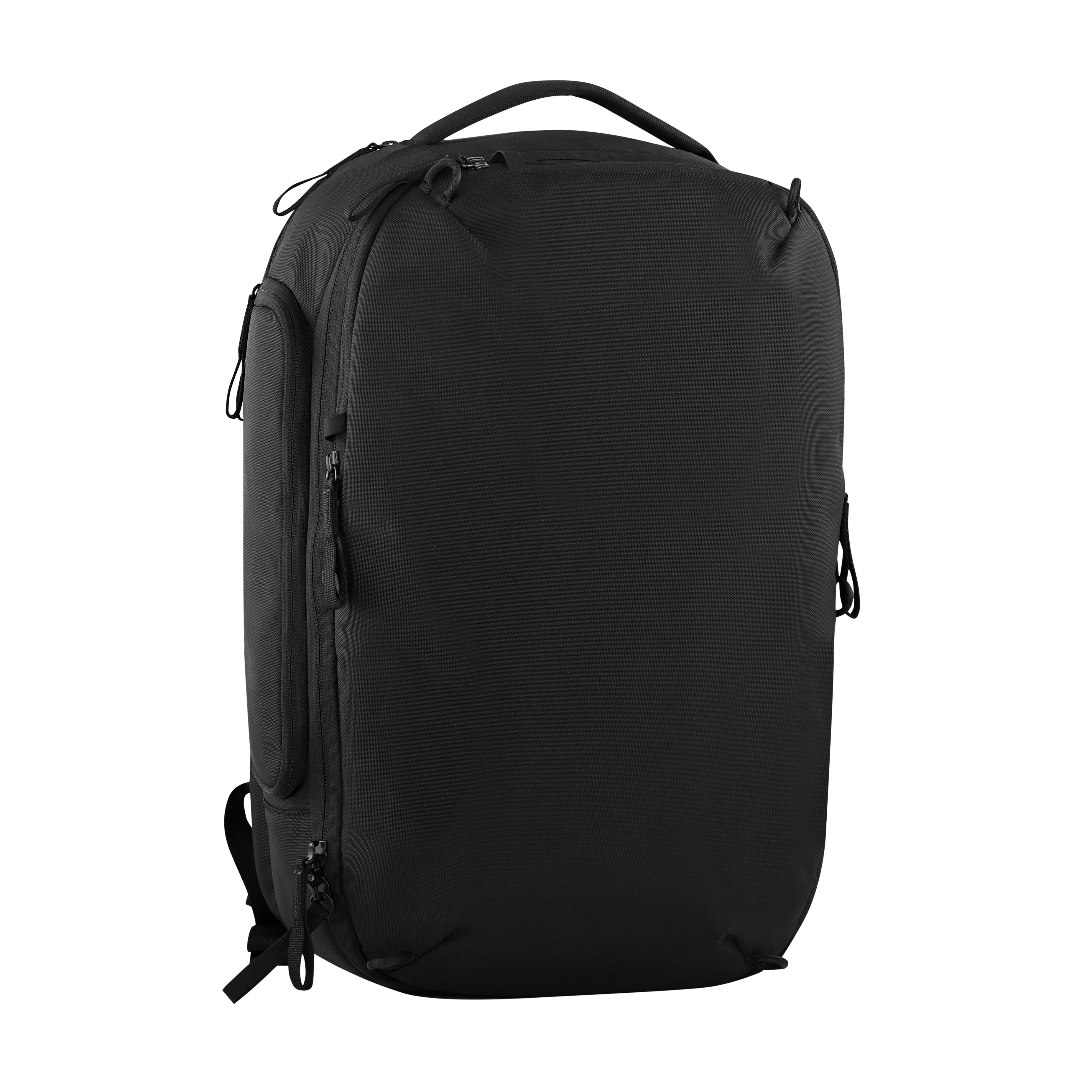 Black backpack on a white background