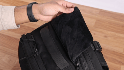 Silk Lining on a backpack pocket